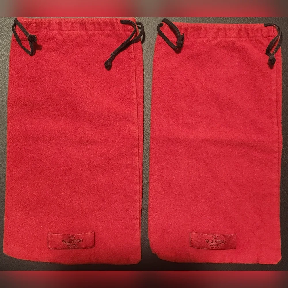 Valentino Red Drawstring Dust Bag Set Of 2